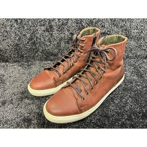 Seven91 Men's Brown Leather High Top Lace Up Zipper Fashion Sneakers Size 10